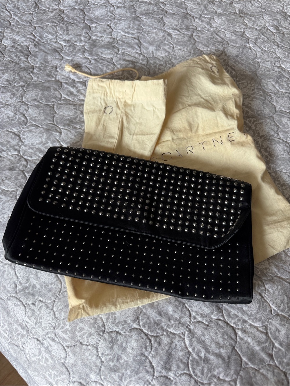 Stella McCartney Black Stud-Embellished Fold-Over Clutch